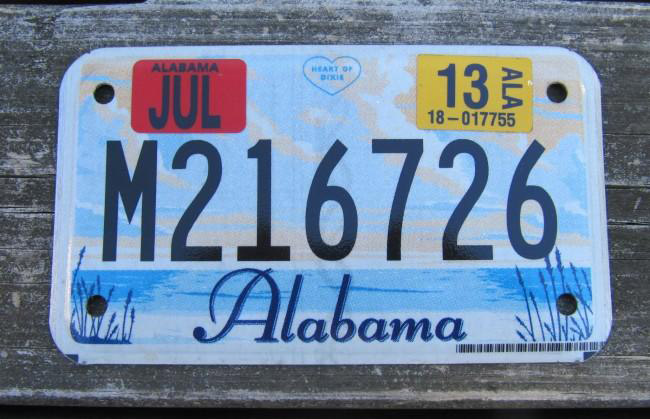 Photos of standard license plates used on passenger vehicles and motorcycles:
