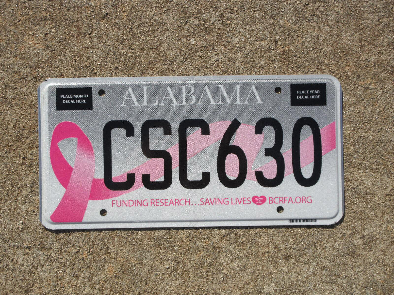 Photos of distinctive license plate formats issued to motor vehicles in Alabama: