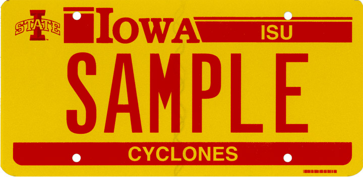 Specialty License Plates &acirc;&euro;&ldquo; Blackout Design and Collegiate (Iowa State University):