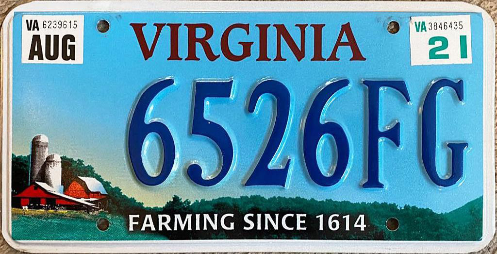 Specialized license plates issued to motor vehicles in Virginia:
